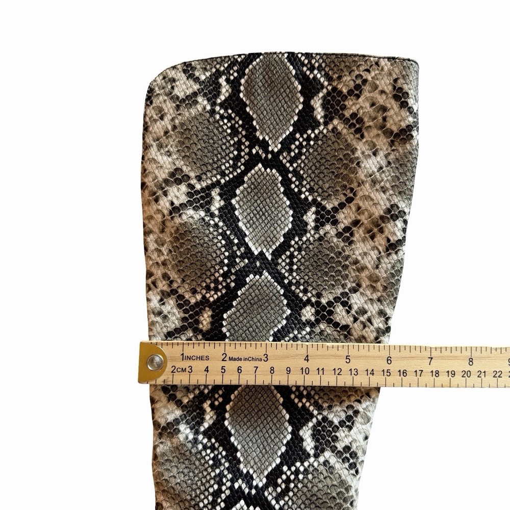 Knee High Snakeskin Print Boots Sz 6.5 Edgy Rocker Black Gray Mattison Glam Rock - Picture 9 of 10